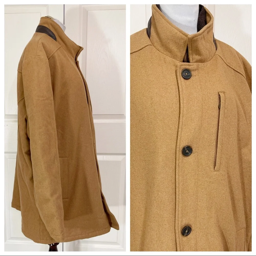 Cripple Creek Men's Camel Wool Melton Faux Leather Coat  - CR43366